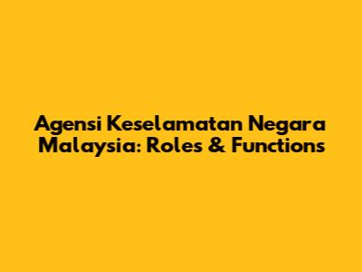 Agensi Keselamatan Negara Malaysia: Roles & Functions