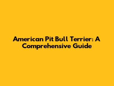 American Pit Bull Terrier: A Comprehensive Guide