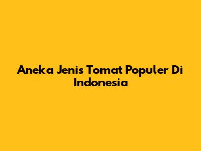 Aneka Jenis Tomat Populer Di Indonesia