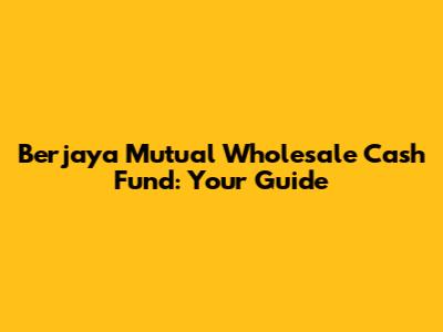 Berjaya Mutual Wholesale Cash Fund: Your Guide