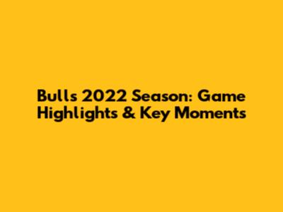 Bulls' 2022 Season: Game Highlights & Key Moments