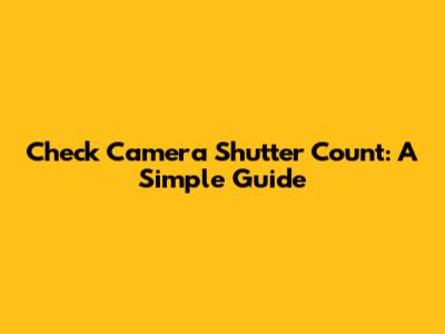 Check Camera Shutter Count: A Simple Guide