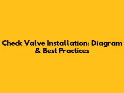 Check Valve Installation: Diagram & Best Practices