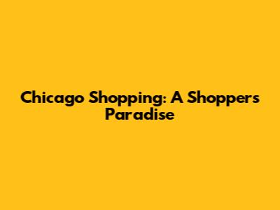 Chicago Shopping: A Shopper's Paradise
