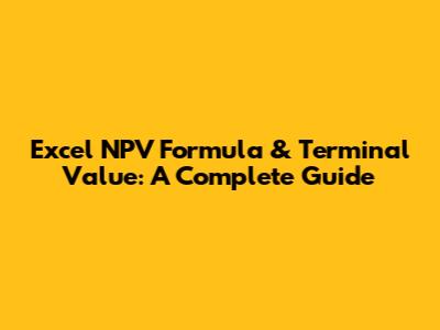 Excel NPV Formula & Terminal Value: A Complete Guide