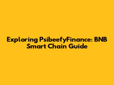 Exploring PsibeefyFinance: BNB Smart Chain Guide