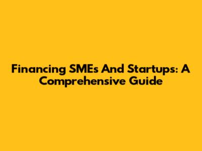 Financing SMEs And Startups: A Comprehensive Guide