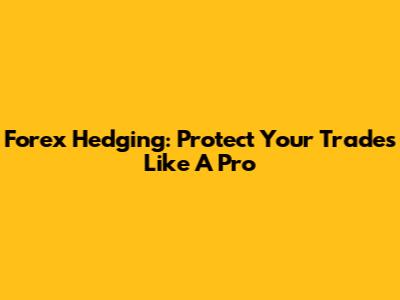 Forex Hedging: Protect Your Trades Like A Pro