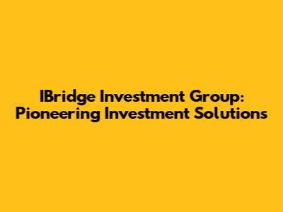 IBridge Investment Group: Pioneering Investment Solutions