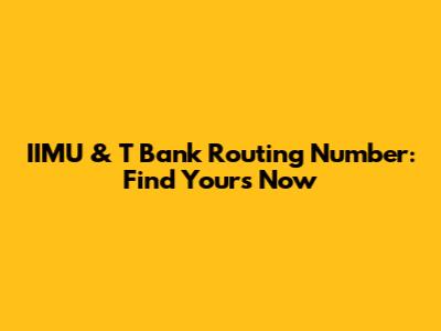 IIMU & T Bank Routing Number: Find Yours Now