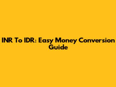 INR To IDR: Easy Money Conversion Guide