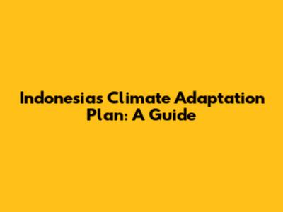 Indonesia's Climate Adaptation Plan: A Guide