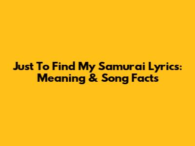Just To Find My Samurai Lyrics: Meaning & Song Facts