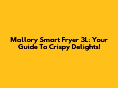 Mallory Smart Fryer 3L: Your Guide To Crispy Delights!