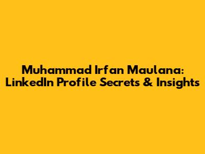 Muhammad Irfan Maulana: LinkedIn Profile Secrets & Insights