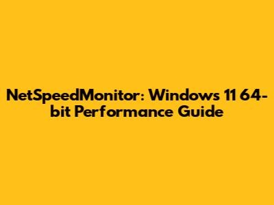 NetSpeedMonitor: Windows 11 64-bit Performance Guide