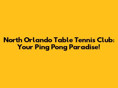 North Orlando Table Tennis Club: Your Ping Pong Paradise!