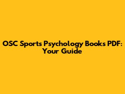 OSC Sports Psychology Books PDF: Your Guide