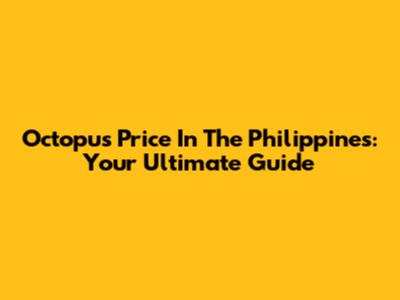 Octopus Price In The Philippines: Your Ultimate Guide