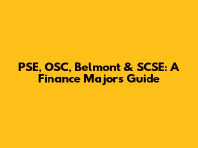 PSE, OSC, Belmont & SCSE: A Finance Major's Guide