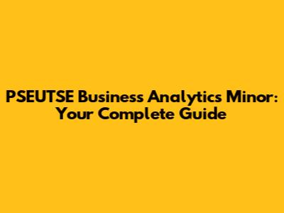 PSEUTSE Business Analytics Minor: Your Complete Guide