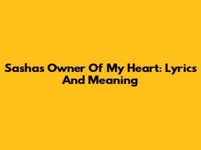 Sasha's 'Owner Of My Heart': Lyrics And Meaning