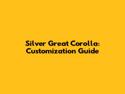 Silver Great Corolla: Customization Guide