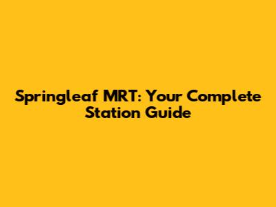 Springleaf MRT: Your Complete Station Guide