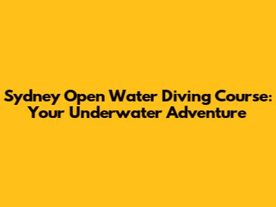 Sydney Open Water Diving Course: Your Underwater Adventure