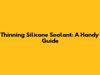 Thinning Silicone Sealant: A Handy Guide