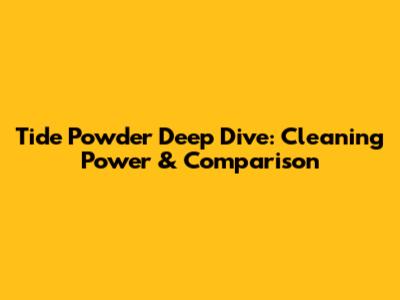 Tide Powder Deep Dive: Cleaning Power & Comparison