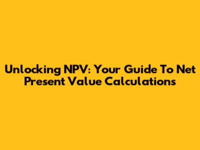 Unlocking NPV: Your Guide To Net Present Value Calculations