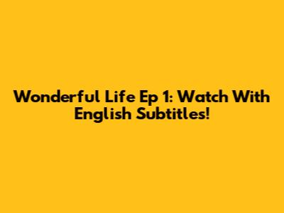 Wonderful Life Ep 1: Watch With English Subtitles!
