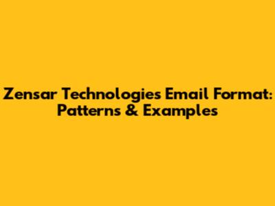 Zensar Technologies Email Format: Patterns & Examples